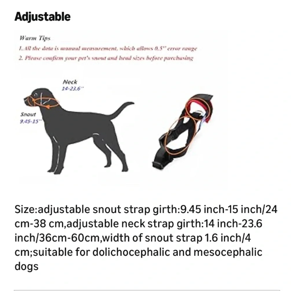 Big Smile Paw Red & Black Dog Head Muzzle – Comfortable No-Pull Training